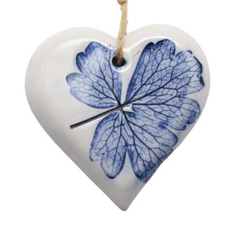 Pressed Leaf Small Heart - blue