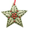 A Christmas tree decoration with holly leaves and berries