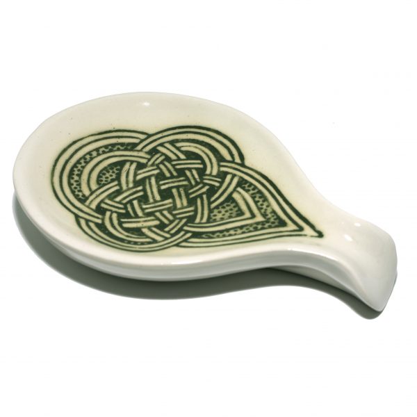 A green Celtic spoon rest.
